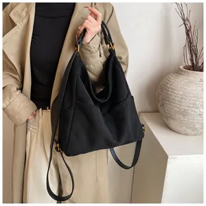 Donna zaino borsa spalla nero versatile vintage tela grande capacita casual moda