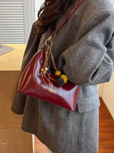 Glossy leather vintage women handbag trendy stylish chic crossbody shoulder bag new chic