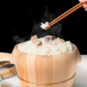 Cuiseur de riz en bois fait main cuit-vapeur pour cuisine domestique et commerciale