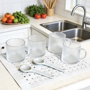 Kitchen Sink Drain Mat Perforated Heat Insulation Pad Countertop Protective Rubber Dish Drying Mat Hollow Folding Coaster Placemat For Kitchen Decor