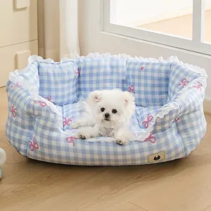 Cuccia per Animali Divano Letto Lavabile Caldo Morbido Letto per Cane Carino Bordo in Pizzo Nido per Gatto per Cani Piccoli Gatti Tutte le Stagioni Articoli per Animali