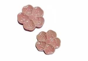 Pink ceramic cherry blossom incense burner plate cute flower tray small desktop ornament