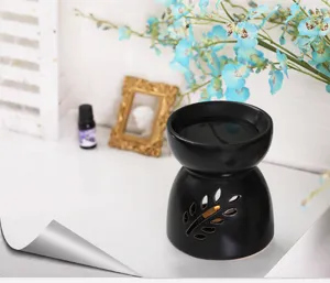 Black ceramic oil burner large capacity aromatherapy diffuser for indoor fragrance SPA and air fresh