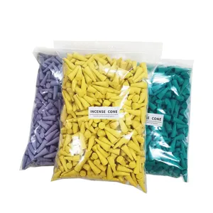 Natural cone incense in multiple colors, perfect for indoor aromatherapy and relaxing fragrance.