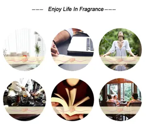 Cone incense lifestyle detail image showing relaxation yoga tea and home usage scenes.