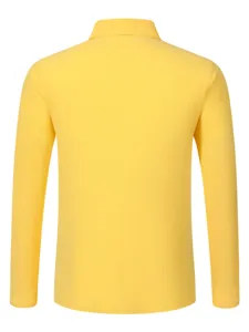 Solid color men's long sleeve business casual shirt, classic lapel design, comfortable daily wear.