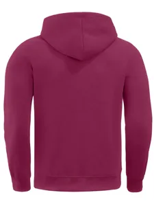 Back view of a solid burgundy thermal fleece hooded sweatshirt for men, cozy casual style.