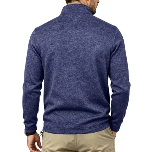 Herren Fleece-Sweatshirt mit halbem Reißverschluss, Rückansicht mit Stehkragen und langen Ärmeln.
