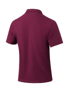 Heren korte mouw polo shirt achterkant, casual ademende gestructureerde zomer top.