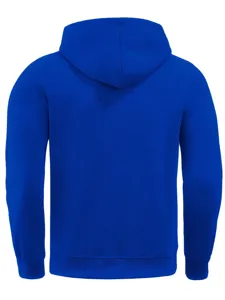 Mens royal blue solid color casual hoodie streetwear long sleeve sportswear top