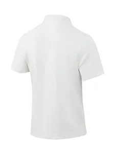 Witte heren korte mouw wafel polo shirt casual los zomer effen top detail weergave