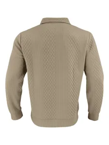 Jersey de punto vintage para hombre manga larga casual color sólido slim fit top