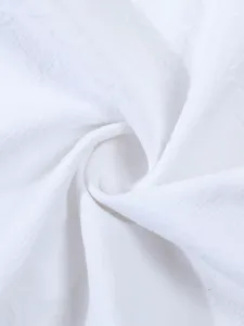 White cotton linen fabric shirt detail texture, casual long sleeve men's shirt material.