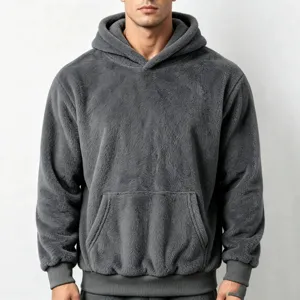 Men's Winter Fleece Hooded Sweatshirt Thick Warm Double-Sided Velvet Pullover Hoodie Casual Top