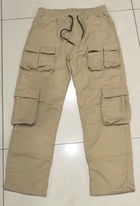 Herren Khaki Mehrscheintaschen Cargo Hose Lässige Lose Gerade Outdoor Lange Hosen