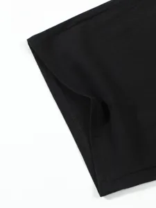 Black linen clothing fabric detail shot showing fine stitching and texture for men apparel.