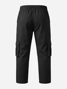 Herren schwarze Cargohose lässige weite Beinhose taktische Outdoor Freizeithosen