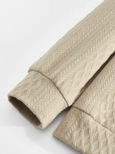 Men's casual jacquard sweatshirt sleeve fabric close-up detail texture view fashion top