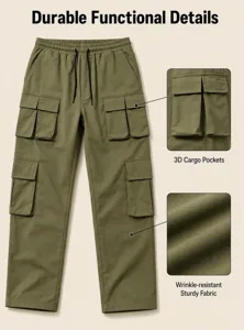 Herren grüne Freizeithose Cargo Hosen Mehrere Taschen Langlebiges robutes Stoffmaterial