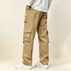 Herren Khaki Cargohose mit vielen praktischen Taschen, lässige Outdoor Twill Freizeithose.