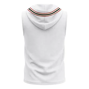 Chaleco deportivo casual sin mangas de punto gofrado para hombre, vista posterior detallada.