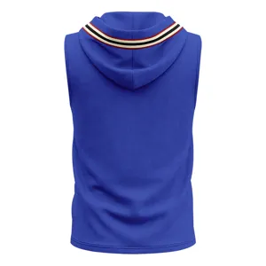 Chaleco con capucha sin mangas azul para hombre punto de gofre ropa deportiva de verano