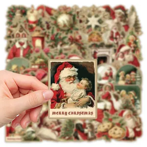 Vintage Christmas stickers waterproof decal for laptop journal phone case decoration 50pcs