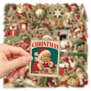 Vintage Christmas waterproof stickers for laptop notebook phone case DIY decoration 50pcs