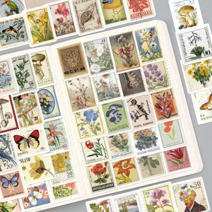 Vintage stamp stickers aesthetic botanical floral fairy butterfly scrapbooking diy crafts