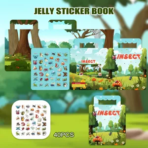 Kids jelly sticker book insect theme educational toy 40pcs reusable stickers set for kids