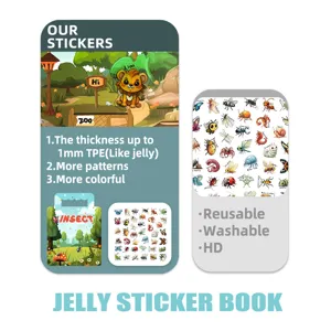 Reusable jelly sticker book with cute insect patterns, washable 1mm TPE early education toy.