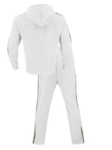 Men's casual white hooded tracksuit long sleeve jacket sweatpants set autumn apparel