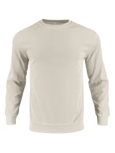 Men solid waffle knit long sleeve crewneck t-shirt casual basic pullover top beige medium