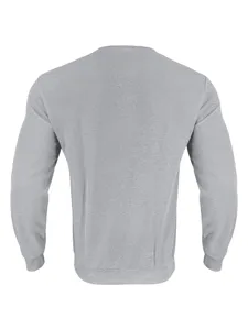 Mens grey waffle knit long sleeve crewneck t-shirt back view casual fashion top new