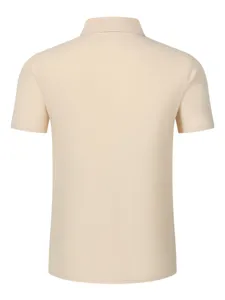 Men's casual short sleeve polo shirt breathable solid color lapel summer resort top.