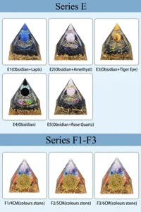 Handmade orgone crystal pyramids with obsidian, amethyst and gold foil decoration