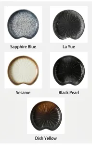 Japanese style lotus leaf shaped ceramic saucers for snacks and sushi