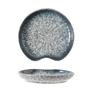 Japanese style blue mottled ceramic snack plate for sushi and small appetizers