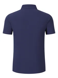 Men's short sleeve polo shirt dark blue casual lapel summer breathable basic top apparel