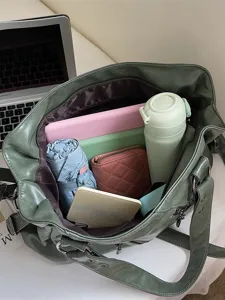 Large capacity womens green shoulder bag tote bag stylish travel handbag daily use