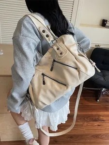 Women large capacity shoulder backpack stylish leather crossbody bag for travel daily use