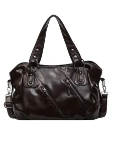 Dark brown women shoulder bag large capacity tote bag crossbody travel bag main view