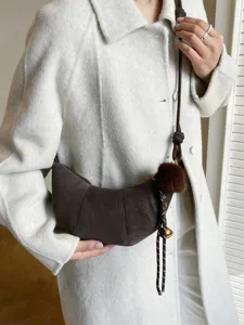 Sac bandouiliere croissant femme retro automne hiver sac d epaule versatile tendance chic