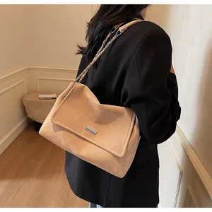 Borsa a spalla morbida da donna elegante tote con catena minimalista borsa casual tinta unita