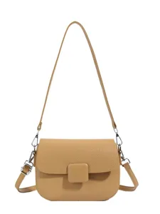 Casual pu leather crossbody shoulder bag with flap closure and adjustable strap for women main view