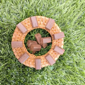 Detail view of chicken wing wood barrel beads DIY spacer beads craft jewelry making accessories