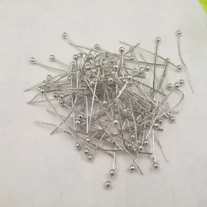 Silver plated head pins for jewelry making, DIY craft bead findings bulk supply wholesale.