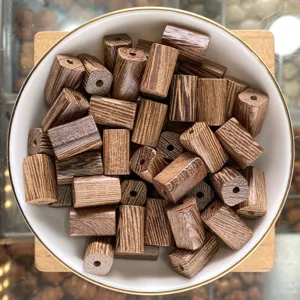 Natural Wenge Wood Barrel Loose Beads Rectangular Spacer Beads For DIY Jewelry Making Bracelet Necklace