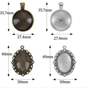 DIY Vintage Cabochon Pendant Trays Blank Settings Base Bezels for Jewelry Making Crafts