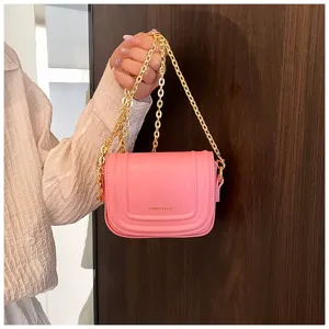 Pink shoulder bag for women trendy stylish crossbody chain bag chic small square purse